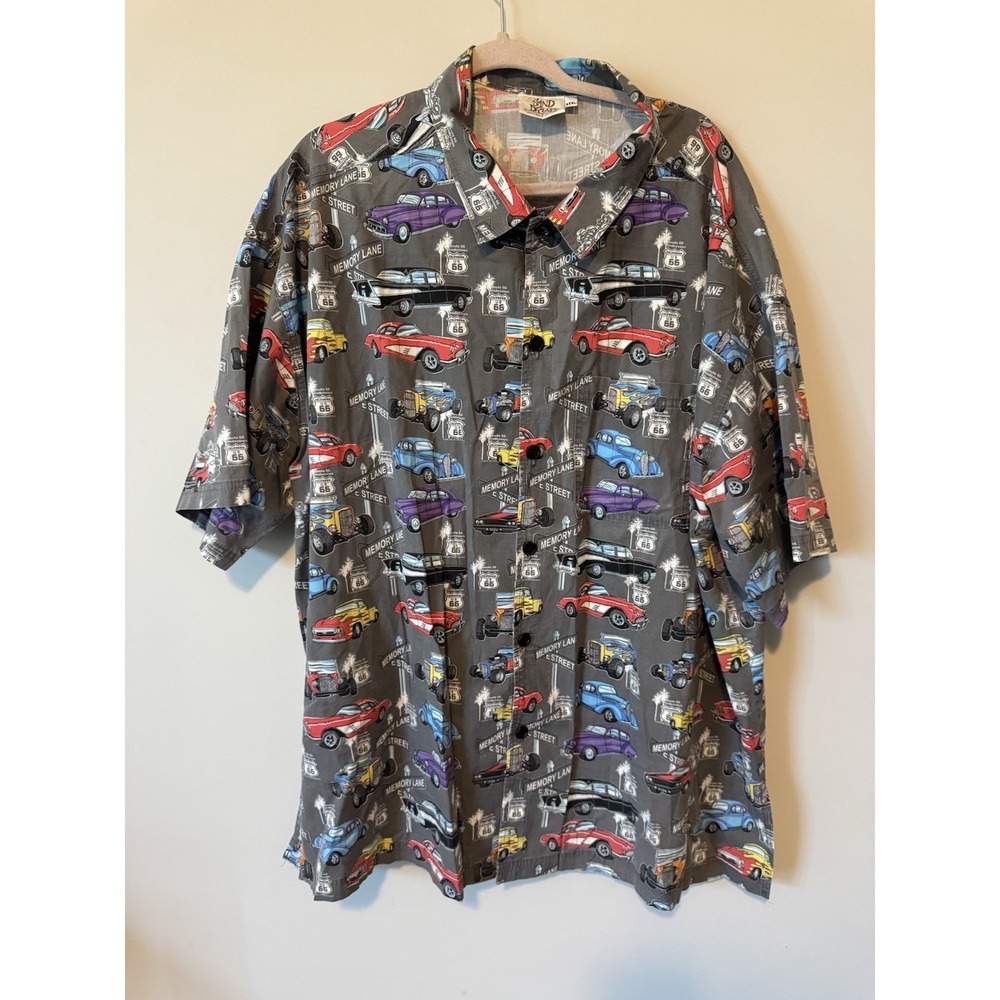 Sand Dollar Men's Hot Rod Graphic Hawaiian Shirt 100% Cotton USA 3XL XXXL Cars‎